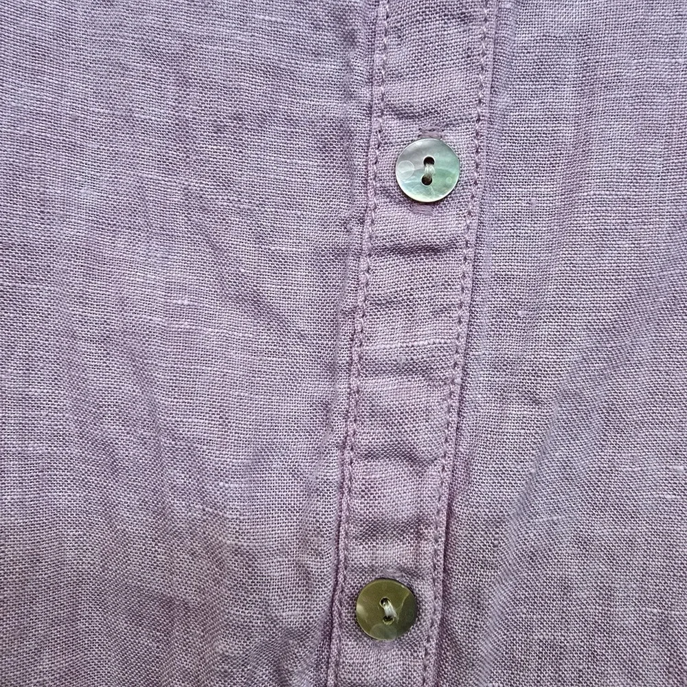 Tahari 100% Linen Button Down Tunic Top Pink Lightweight Roll-Tab Sleeves Medium - Picture 3 of 9